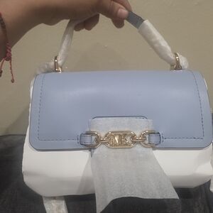 Michael Kors Light Blue and White Satchel